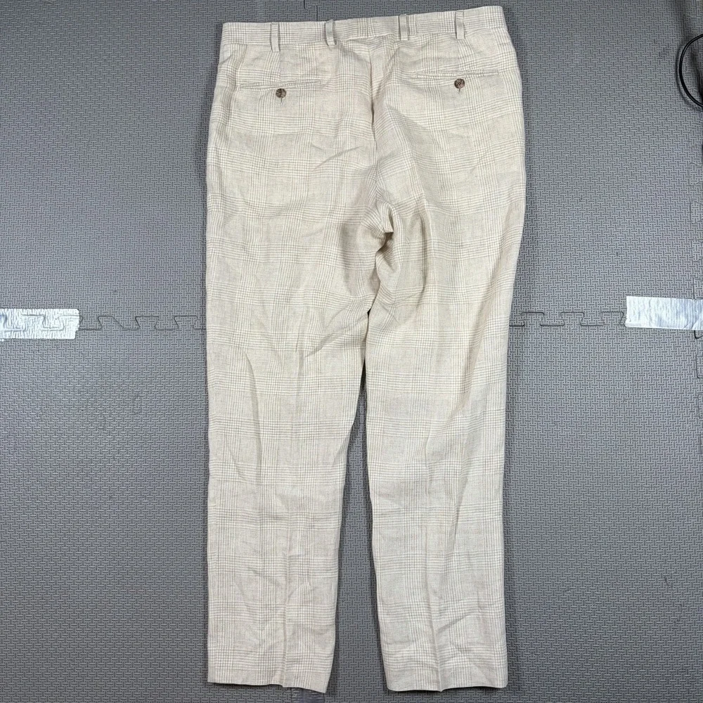 Suitsupply Soho Pure Linen Pants Men's 36x30 Cream Check Plaid TBM Italy EUC